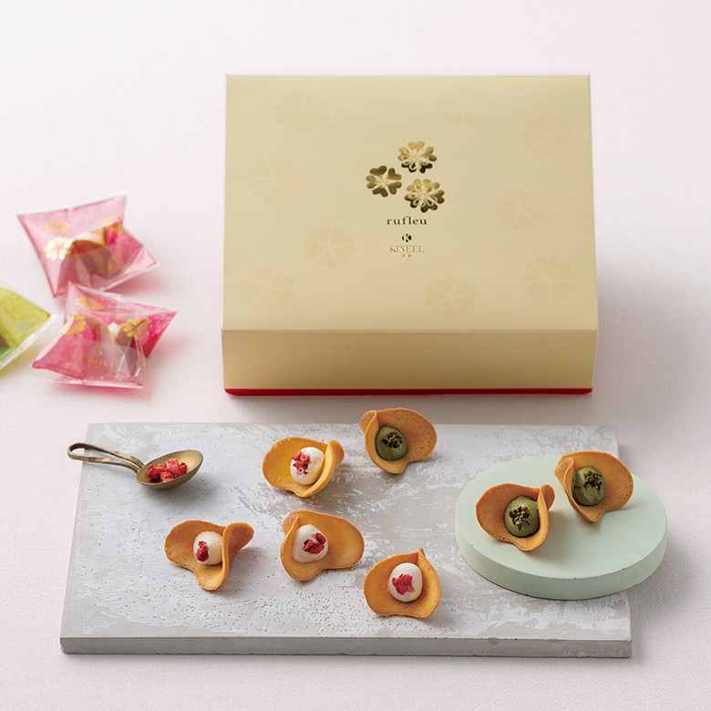 【KINEEL】ルフル 16個入（バニラ8個・抹茶8個）［ 京都 老舗 和菓子 千寿せんべい 有名店 ラングドシャ 人気 おすすめ お菓子 スイーツ 洋菓子 花 お取り寄せ 通販 ギフト プレゼント 贈答 送料無料 ふるさと納税 ］