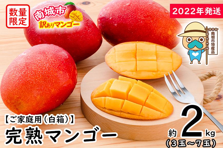 【2022年発送】＜訳あり・ご家庭用＞完熟アップルマンゴー約2kg（白箱）3玉～7玉