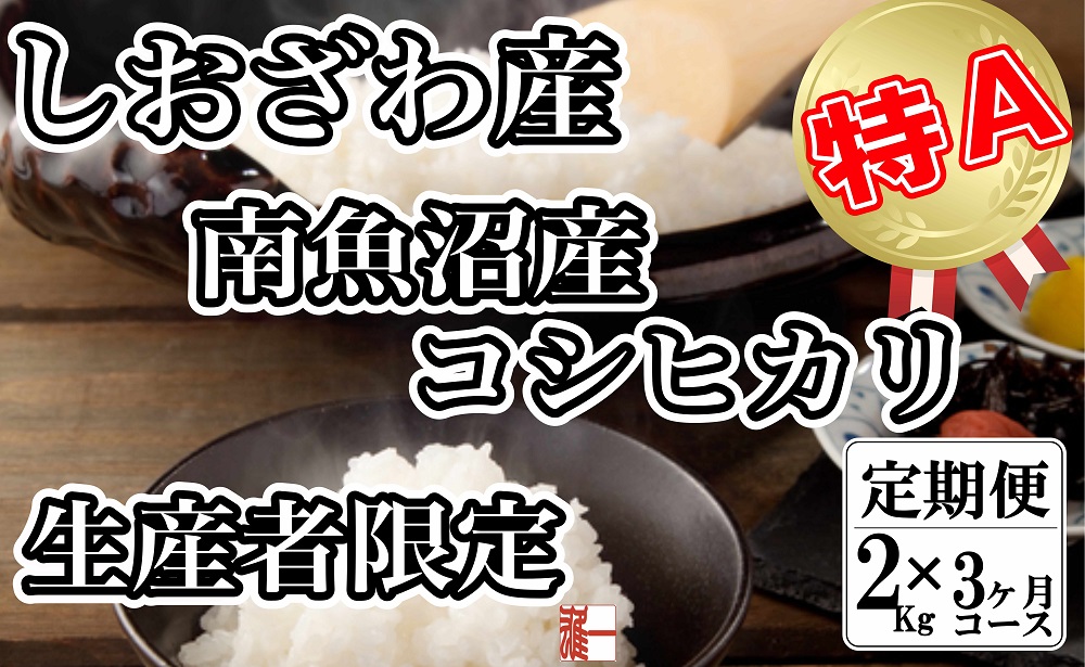 【令和7年産】【定期便：２Kg×3ヶ月】生産者限定&nbsp;契約栽培&nbsp;南魚沼しおざわ産コシヒカリ【2025年10月上旬より順次発送予定】