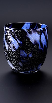 琉球ガラス「石畳グラス（青色）」【沖縄県工芸士　我謝良秀　作】