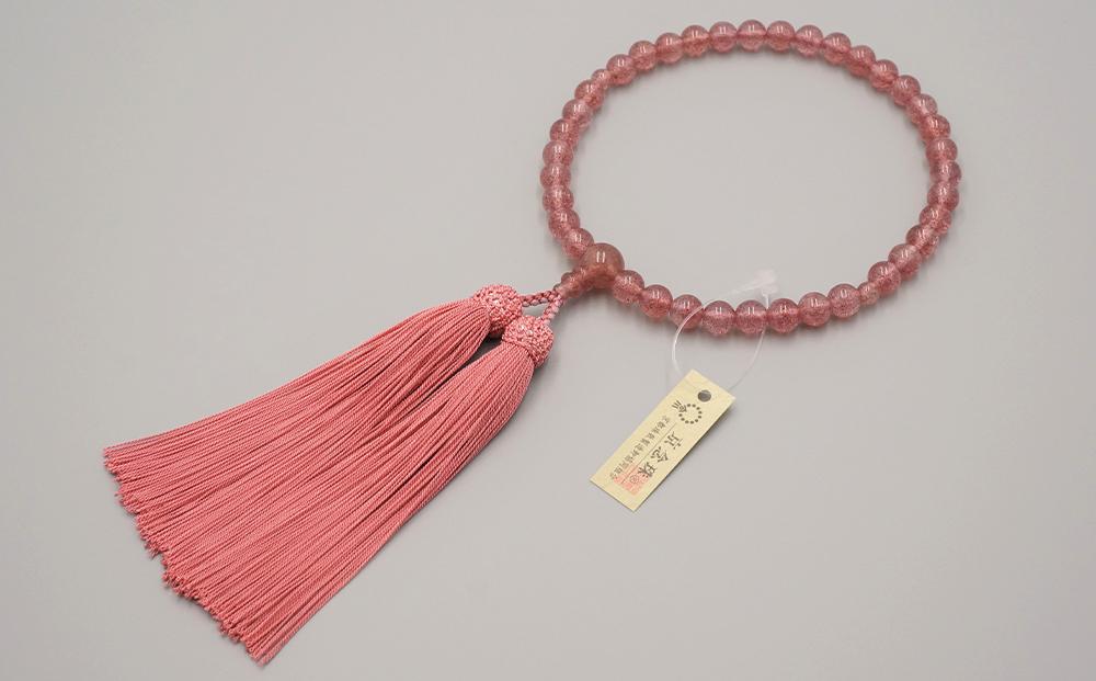 【神戸珠数店】〈京念珠〉女性用数珠 上ストロベリークォーツ
