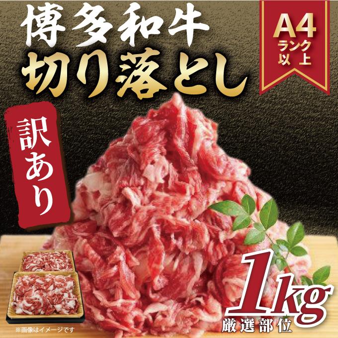 訳あり 博多和牛 切り落とし 1000g ( 500g×2パック ) | 牛肉 和牛 お肉 肉 小分け 切り落とし 切落し 不揃い 1kg 1キロ 肉じゃが 牛丼 野菜炒め ブランド牛 お取り寄せ 高級 グルメ 10000円以下 1万円以下