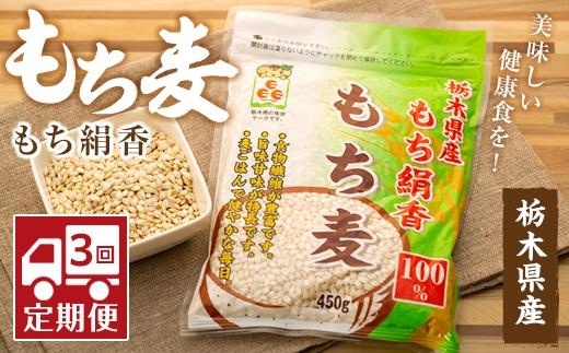 ★定期便★【栃木県産もち絹香　もち麦 450ｇ×10袋】　★隔月（4ヶ月毎）　計3回お届け★｜雑穀 穀類 ご飯 御飯 ヘルシー 健康食 腸活 食物繊維  ダイエット 穀物 国産 スーパーフード チャック付き【ポイント交換専用】