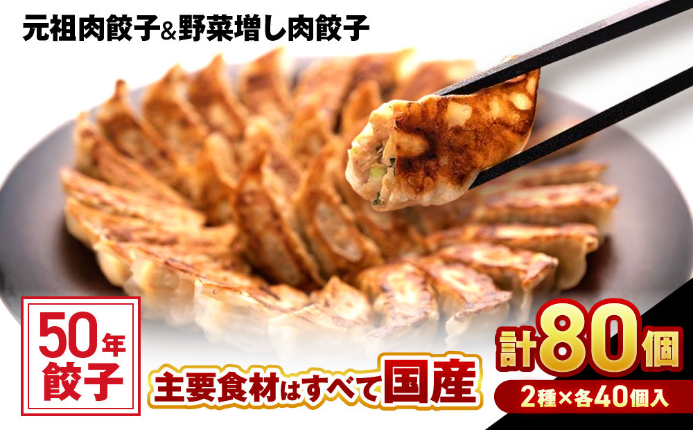 50年餃子　元祖肉餃子＆野菜増し肉餃子&nbsp;各種40個入り