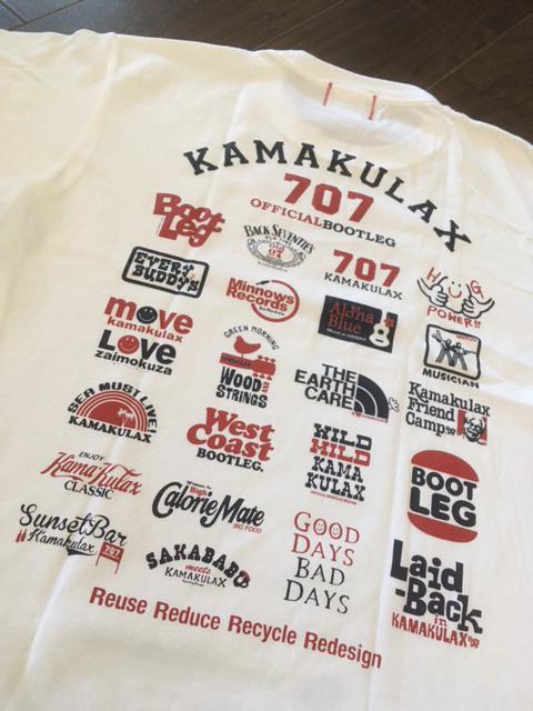 鎌倉ブランドの老舗「KAMAKULAX」の定番オリジナルALL LOGO Ｔシャツ【ホワイト】Sサイズ