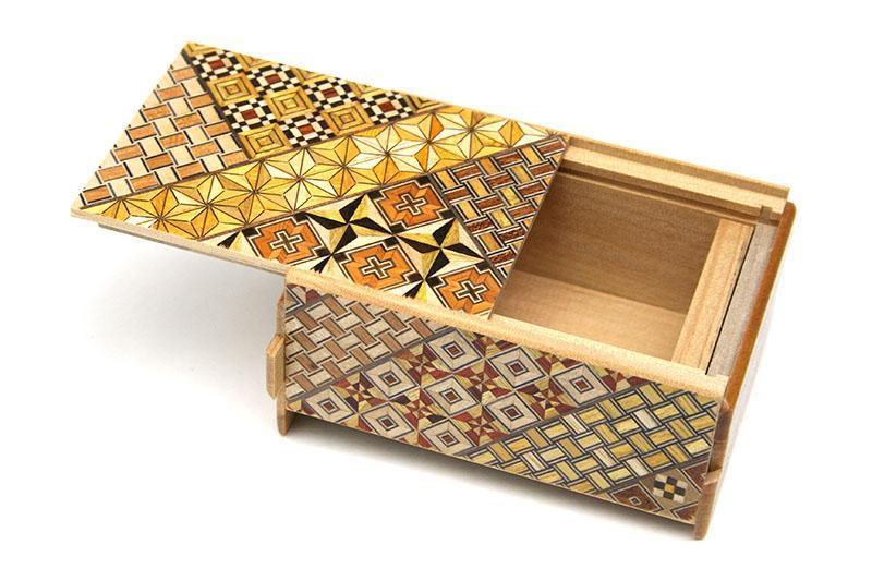 新品　金色の装飾文箱　木製 秘密箱10回仕掛け | 工芸品 装飾品 民芸品 木工品 寄木細工 クラフト