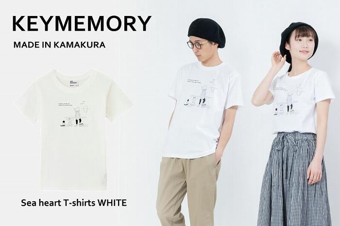 《3》【KEYMEMORY鎌倉】Sea heartイラストTシャツ WHITE