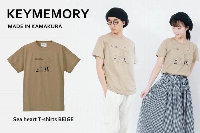 《0》【KEYMEMORY鎌倉】Sea heartイラストTシャツ BEIGE