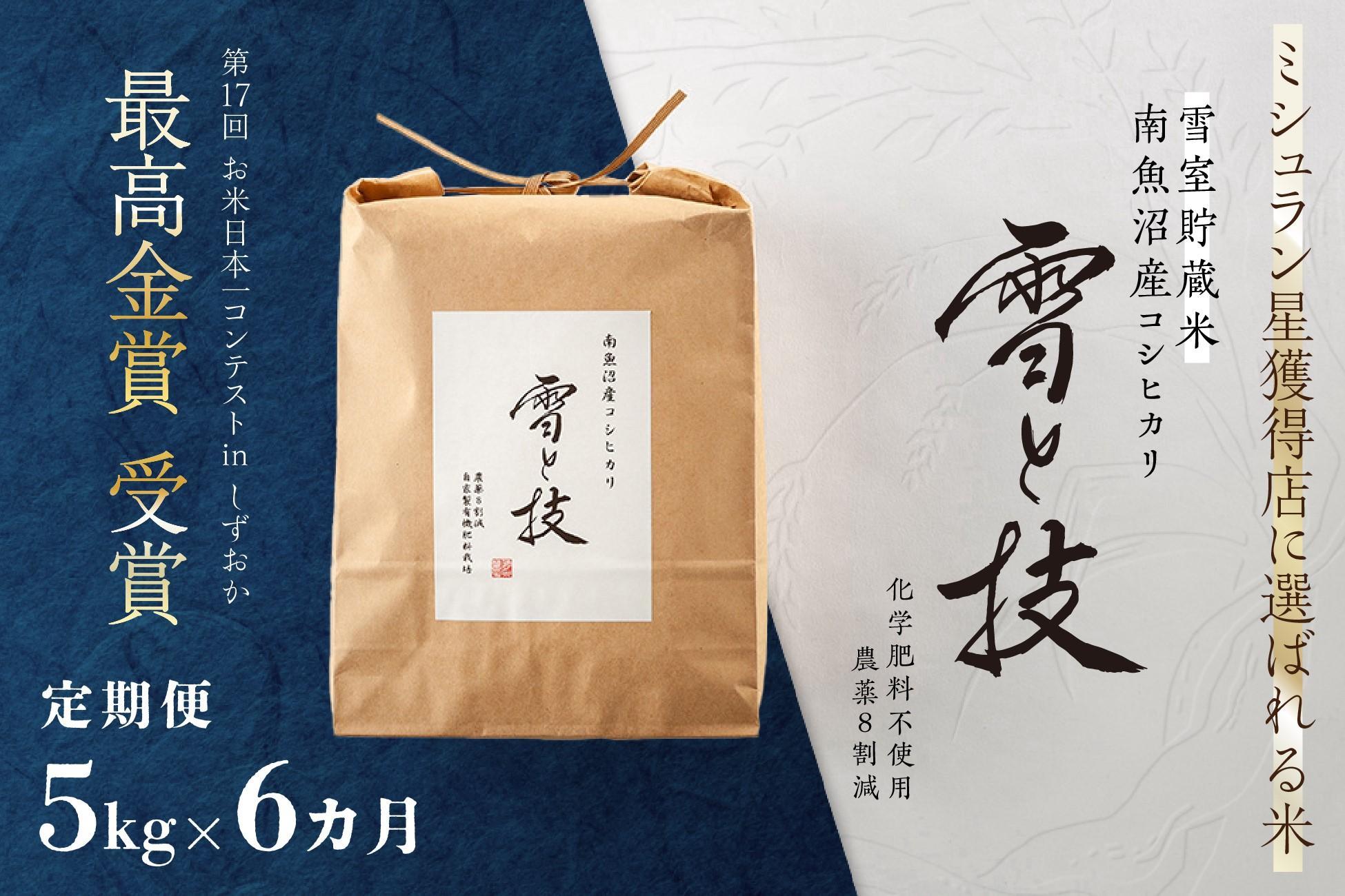 《&nbsp;令和7年産&nbsp;新米&nbsp;》【&nbsp;定期便&nbsp;】&nbsp;5kg&nbsp;×6ヵ月《&nbsp;雪蔵貯蔵米&nbsp;》&nbsp;最高金賞受賞&nbsp;南魚沼産コシヒカリ&nbsp;雪と技&nbsp;&nbsp;農薬8割減・化学肥料不使用栽培