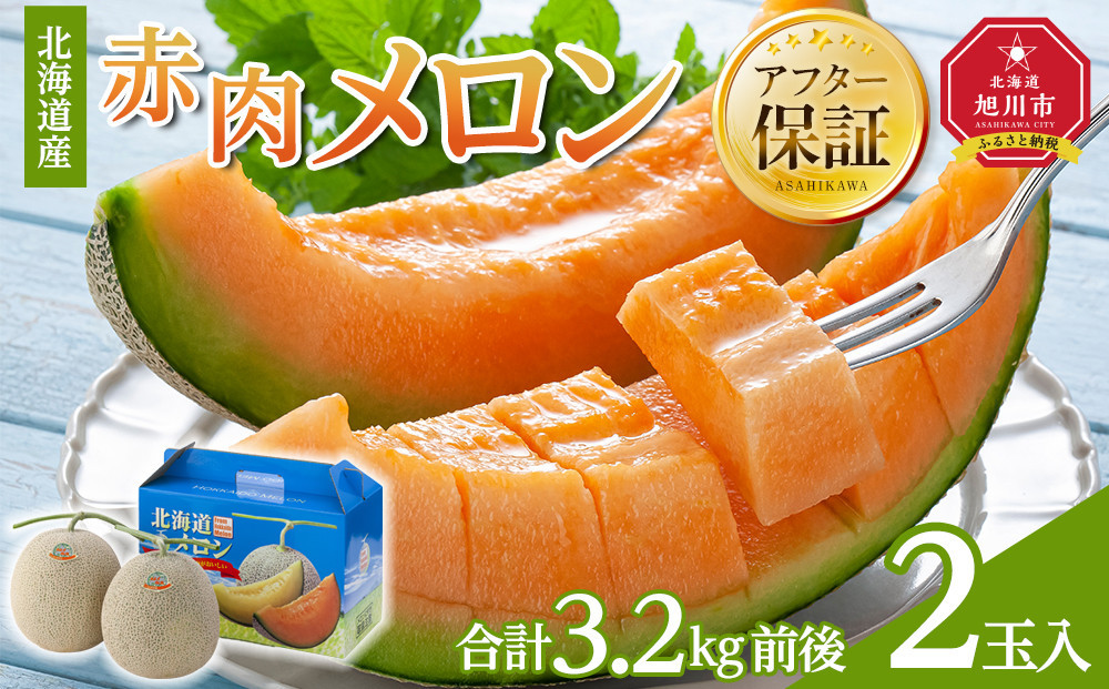 【26年発送先行予約】北海道産赤肉メロン　2玉入り　合計3.2kg前後（2026年7月中旬から発送開始予定）【&nbsp;果物&nbsp;くだもの&nbsp;フルーツ&nbsp;メロン&nbsp;赤肉&nbsp;赤肉メロン&nbsp;旬&nbsp;お取り寄せ&nbsp;甘い&nbsp;北海道産&nbsp;旭川市&nbsp;北海道&nbsp;】_01587