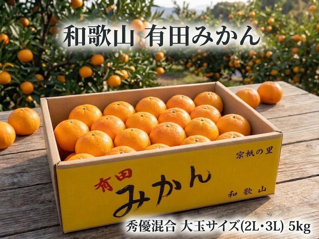 ［大玉サイズ(２Ｌ・３Ｌ）・秀／優混合］早生みかん≪5kg≫和歌山有田産！［予約販売］［数量限定］まる隆果樹園