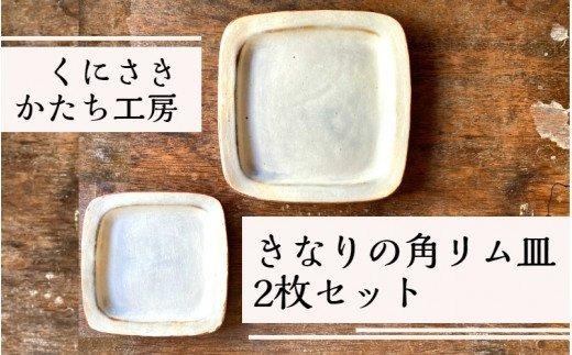 くにさきかたち工房のきなりの角リム皿2枚セット