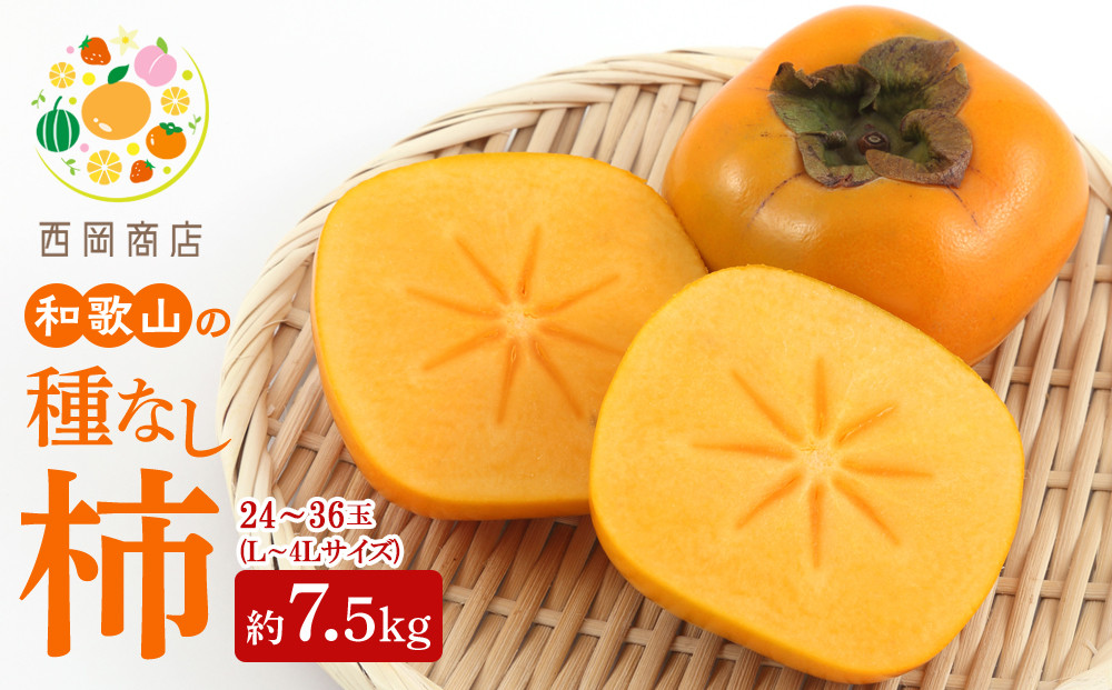 【2026年発送】和歌山の&nbsp;たねなし柿&nbsp;秀品&nbsp;約7.5Kg&nbsp;Ｌ～４Ｌサイズ&nbsp;カラーセンサー選果&nbsp;（和歌山県九度山町産）
