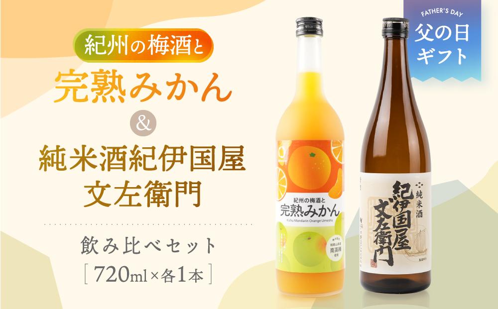 ［父の日ギフト］紀州の地酒　紀伊国屋文左衛門純米酒　完熟みかん梅酒　飲み比べセット［6月10日～13日発送］