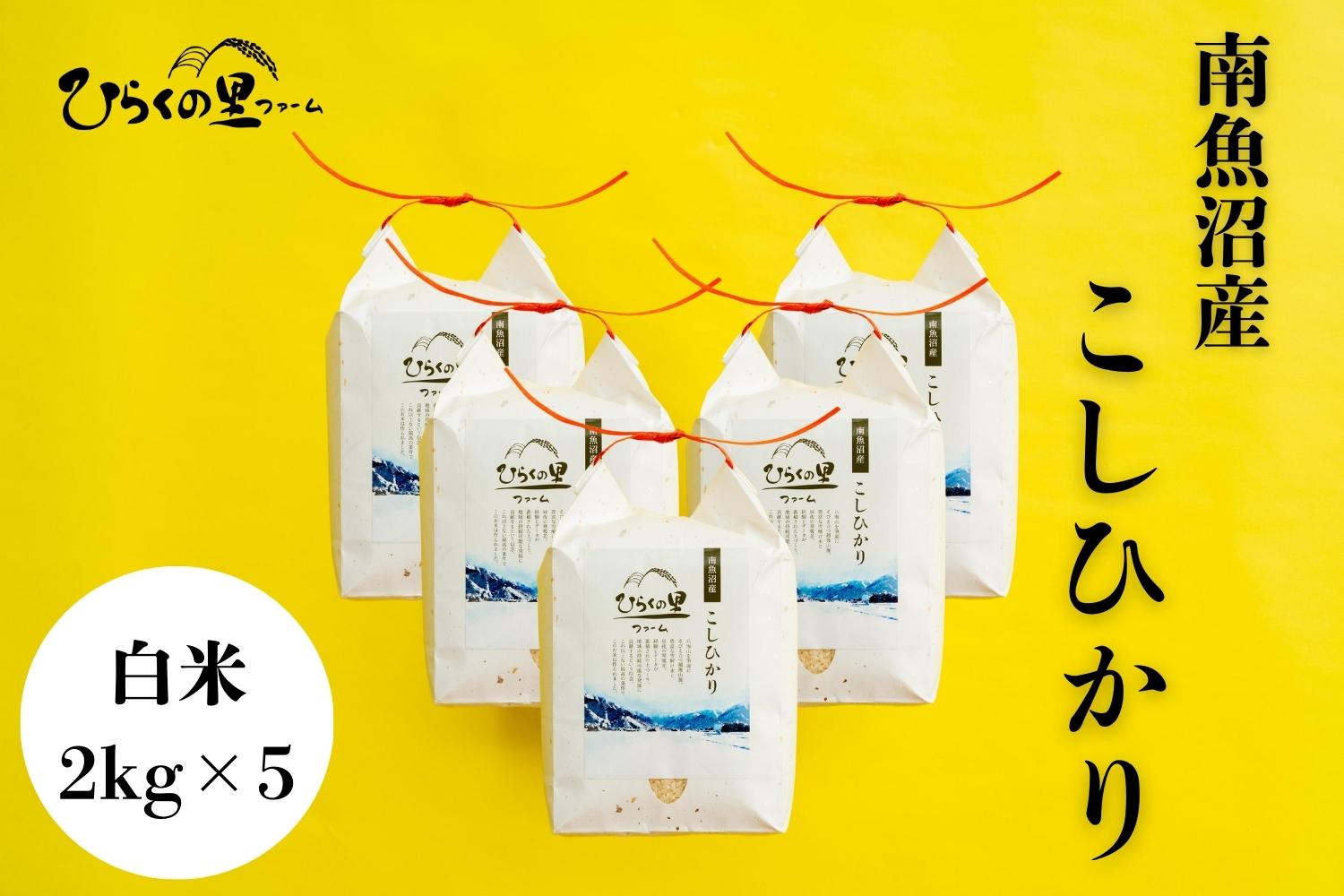 【R7年産】最高金賞 南魚沼産コシヒカリ 白米2kg×5 もっちり甘い！ ひらくの里ファーム