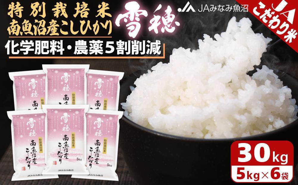 【令和7年産】特別栽培米南魚沼産こしひかり「雪穂」30kg 精米 農薬5割削減 精米HACCP認定工場 特A獲得日本一産地 高品質精米 もっちり甘い 南魚沼産コシヒカリ