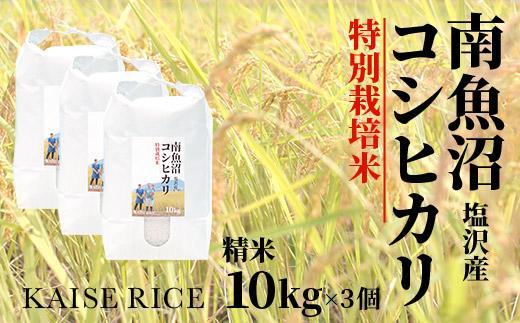 南魚沼産塩沢コシヒカリ【従来品種】（特別栽培米８割減農薬）精米１０ｋｇ×３個