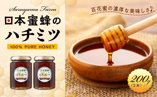日本蜜蜂のハチミツ100％！はちみつ（2本）  高級 自然食品 無添加 ニホンミツバチ