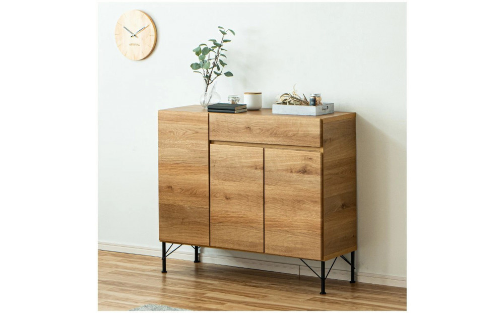 大川家具 幅105cm サイドボード リビング収納 キャビネット 大容量収納 扉収納