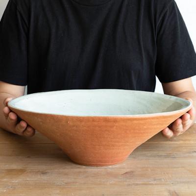 信楽焼・明山の　火色楕円手洗鉢(W40cm)washbowl-02