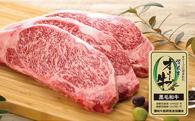 牛肉 オリーブ牛 ロース ステーキ 1kg （3枚）【化粧箱入り】【配送不可：離島】