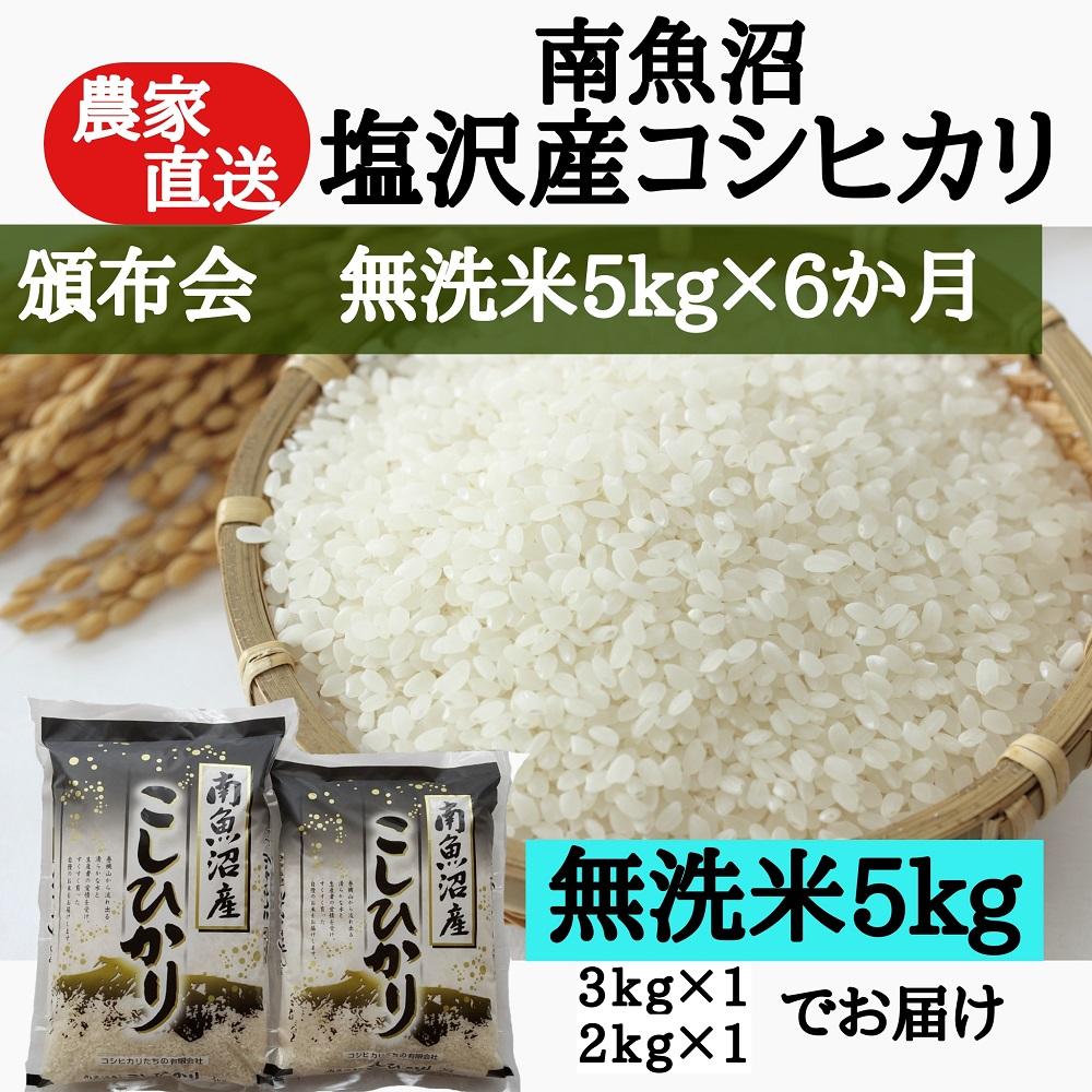 頒布会】農家直送！令和5年産 南魚沼塩沢産コシヒカリ 無洗米５kｇ×6