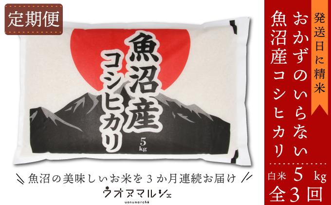 【令和7年産】【お米定期便/全３回】&nbsp;おかずのいらない&nbsp;魚沼産コシヒカリ　白米５ｋｇ