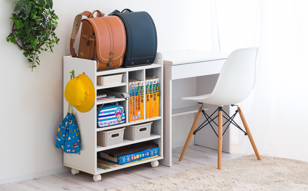 ランドセルラック 2人用 キャスター付き ホワイトウッド avd101102202
