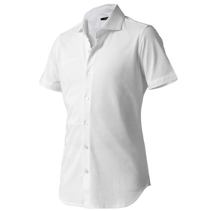 DJS-004 decollouomo メンズドレスシャツ半袖（生地／コンコルド）ピュアホワイト／Mサイズ