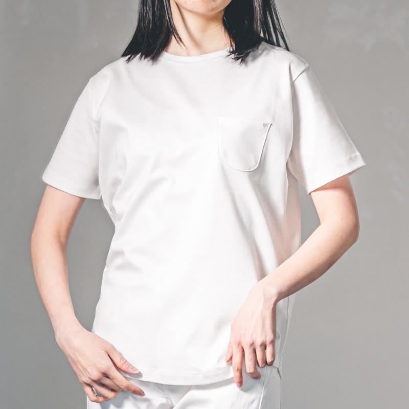 ◆サイズ：2◆【ハート刺繍ポケットTシャツ】オーガニックコットンポンチ ラウンドヘム ボールドフィット 半袖｜クルーネック