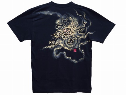 【ポイント交換専用】龍神　手描き墨絵Tシャツ 黒(サイズ：XL)