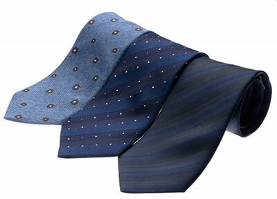 シルク100％で胸元を際立出せる　ブルー系ネクタイ３本セット