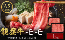 能登牛モモ　(しゃぶしゃぶ/すき焼き)　1kg(500g×2パック)　国産　石川県　A5ランク　黒毛和牛　牛肉
