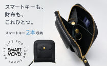 【京都市ふるさと納税】SMART&nbsp;MOVE!〈type2〉Alley&nbsp;Black｜路地入ル（ブラック）｜姫路産国産牛革&nbsp;スマートキー2個収納&nbsp;財布一体型キーケース&nbsp;ミニ財布&nbsp;小銭入れ&nbsp;メンズ&nbsp;レディース&nbsp;ギフト［洛景工房］
