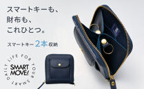【京都市ふるさと納税】SMART&nbsp;MOVE!〈type2〉Twilight&nbsp;Blue｜薄暮の慕ふ（深めのネイビー）｜姫路産国産牛革&nbsp;スマートキー2個収納&nbsp;財布一体型キーケース&nbsp;ミニ財布&nbsp;小銭入れ&nbsp;メンズ&nbsp;レディース&nbsp;ギフト［洛景工房］