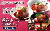 一流シェフ仕込み&nbsp;神戸開花亭&nbsp;煮込みハンバーグ&nbsp;3種10袋セット｜京都&nbsp;有名店&nbsp;ハンバーグ&nbsp;人気［&nbsp;有名店&nbsp;ハンバーグ&nbsp;デミグラスソース&nbsp;トマトソース&nbsp;てりやきソース&nbsp;食べ比べ&nbsp;レトルト食品&nbsp;簡単&nbsp;時短&nbsp;便利&nbsp;長期保存&nbsp;おすすめ&nbsp;洋食&nbsp;お取り寄せ&nbsp;通販&nbsp;送料無料&nbsp;ふるさと納税&nbsp;］