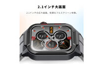 【ブラック】スマートウォッチ&nbsp;通話機能付き&nbsp;2.1インチ大画面&nbsp;腕時計&nbsp;Bluetooth&nbsp;6.0&nbsp;消費カロリー&nbsp;スマートブレスレット&nbsp;マルチ運動モード&nbsp;3ATM防水&nbsp;心拍数測定&nbsp;リモートシャッター&nbsp;iPhone/Android適用&nbsp;着信/Twitter/Facebook/LINE/メッセージ通知【PL保険加入済み製品・安心】