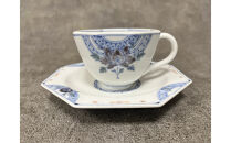 九谷焼&nbsp;カップ＆ソーサー&nbsp;染付花/三浦晃禎作&nbsp;焼き物&nbsp;民芸品&nbsp;工芸品&nbsp;食器