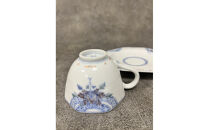九谷焼&nbsp;カップ＆ソーサー&nbsp;染付花/三浦晃禎作&nbsp;焼き物&nbsp;民芸品&nbsp;工芸品&nbsp;食器