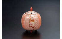 九谷焼&nbsp;3.5号香炉・赤絵細描咲華文