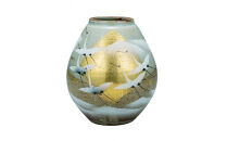 九谷焼　7.5号花瓶　金箔群鶴　山田登陽志&nbsp;a05