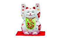 九谷焼　3号両手招き猫　花文（敷物付）&nbsp;a05