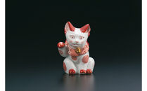 九谷焼　4号招き猫　赤絵細描丸紋　福島礼子作&nbsp;a05&nbsp;工芸品