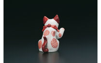 九谷焼　4号招き猫　赤絵細描丸紋　福島礼子作&nbsp;a05&nbsp;工芸品