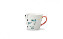 九谷焼　マグカップ　水玉ねこ　岡田絹代作&nbsp;a04&nbsp;工芸品