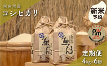 【令和8年産新米予約】「五つ星お米マイスター」の南魚沼産コシヒカリ　精米４kg（２kg×２個）×6回（毎月定期便）【2026年10月上旬より1ヶ月以内に順次発送予定】