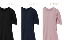 【ブラック&nbsp;LL】ReFa&nbsp;バイタルテック&nbsp;モイストスムース&nbsp;ギャザーショートスリーブマキシレングスシャツ
