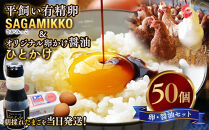 卵かけご飯&nbsp;相性抜群！【醤油セット】《かながわブランド認定》平飼い有精卵「さがみっこ」50個+オリジナル卵かけ醤油「ひとかけ」1本｜平飼い&nbsp;ケージフリー&nbsp;卵&nbsp;有精卵&nbsp;鶏卵&nbsp;玉子&nbsp;たまご&nbsp;生卵&nbsp;国産&nbsp;濃厚&nbsp;コク&nbsp;旨味&nbsp;たまごかけご飯&nbsp;朝食&nbsp;※離島への配送不可