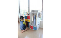 子供用ダンボール家具　ハンガーラック＆本棚＆引き出し２種セット◇