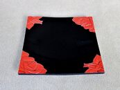 鎌倉彫　８寸角桃皿（バラ）【ポイント交換専用】